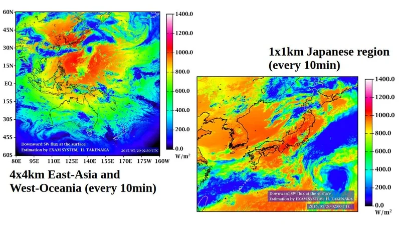 AMATERASS East Asia and West Oceania solar radiation map