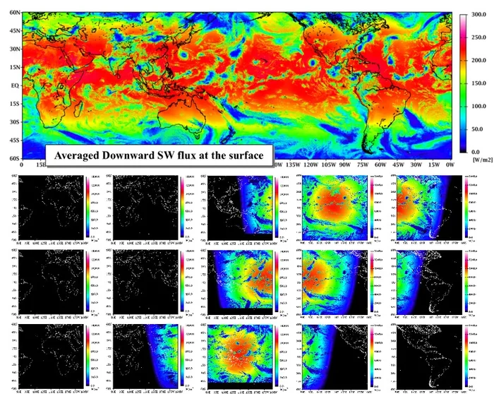 Global and multi-geostationary satellite solar radiation coverage