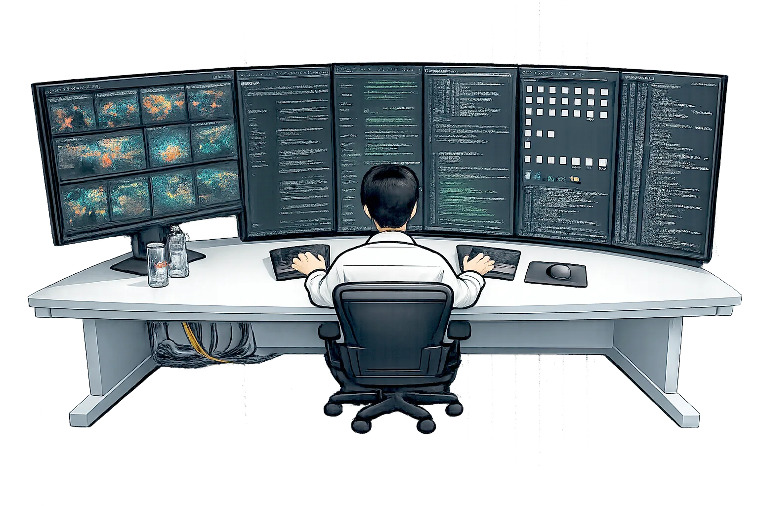 Work environment of Hideaki Takenaka, developer and operator of AMATERASS